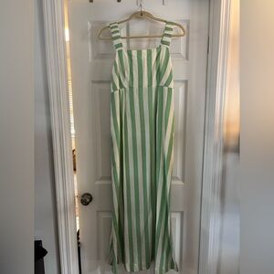 Pact Women's Jade Stripe Canopy Linen Blend Tank Dress M